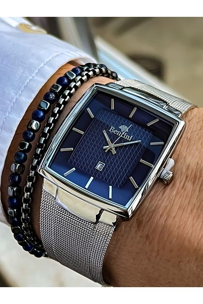 Bentini Guaranteed Waterproof Stainless, Colorfast Steel Cord Steel Case Men's Wrist Watch