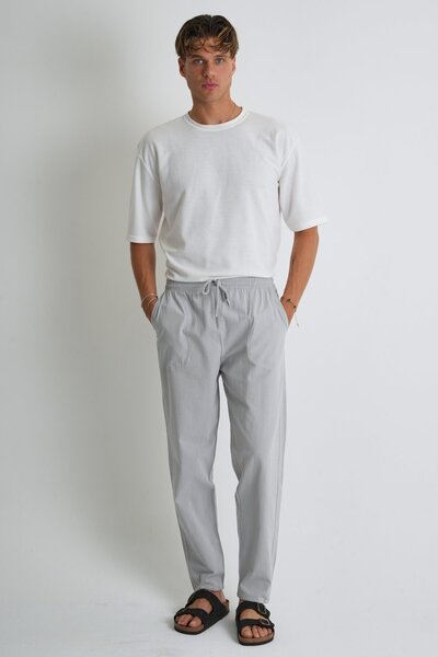 Dechers Men's Large Size 100% Cotton Linen Look Trousers E206