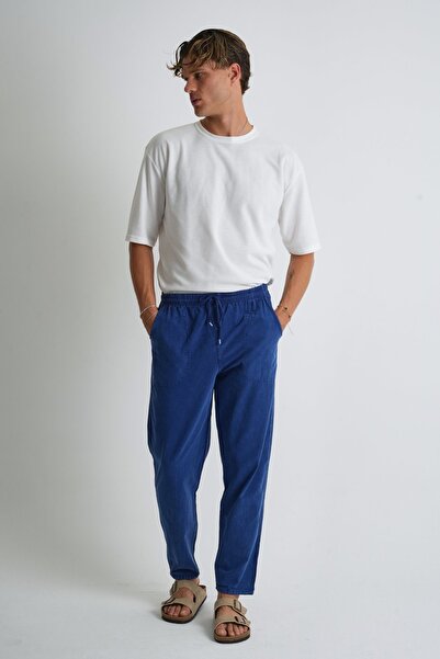 Dechers Men's Large Size 100% Cotton Linen Look Trousers E206