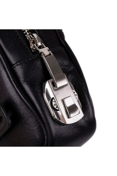 Lev Leather Genuine Leather Handbag Travel Organizer Bag with Zipper and Hidden Compartment Wristband Strap