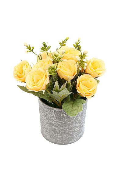Ella Home Italia Ghiveci Cu Trandafiri, Galben, Plastic, 18cm - Galben, Plastic, 18cm