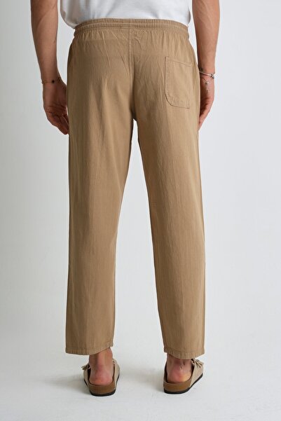 Dechers Men's Large Size 100% Cotton Linen Look Trousers E206