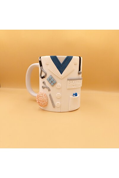 kuphane 3d Kabartma Doktor Hediyesi Kupa Bardak, El Yapımı Özel Tasarım Beyin...
