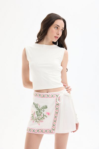 Quzu Backless Basic Blouse Ecru