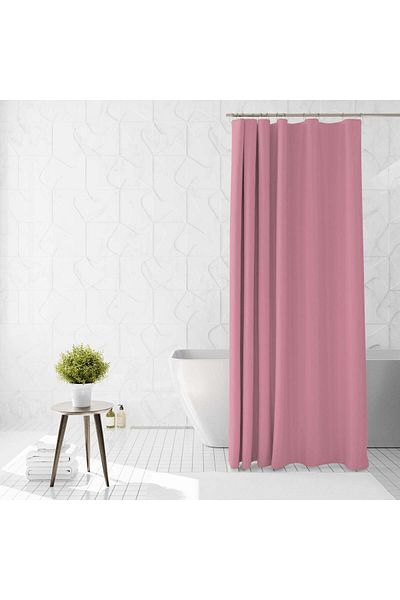 Ella Home Italia Ella Home Shower Curtain With 12 Rings, Polyester, Water Resistant, Pink, 180x200 Cm