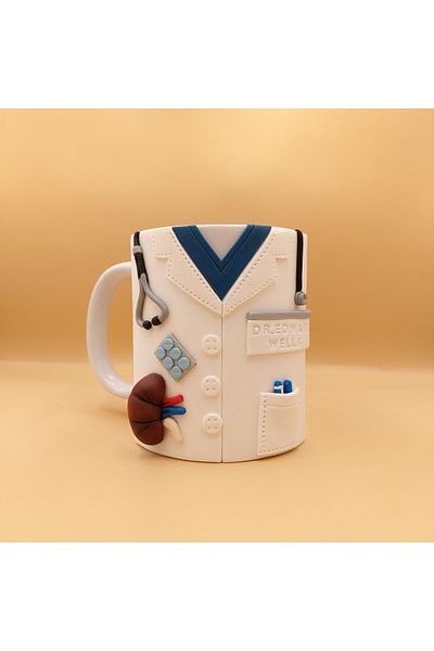 kuphane 3D Embossed Doctor Gift Mug Cup, Handmade Urology-Nephrology Doctor Graduation Gift