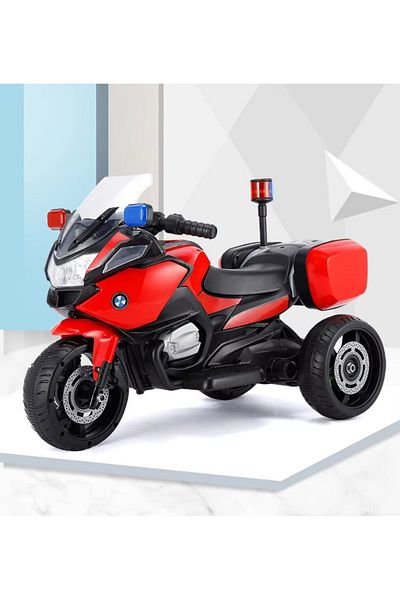 rut&cari Electric Police Motorcycle for Kids Ages 3-7, 3 Wheels, 2x Motor 380 V, 88x55x40cm
