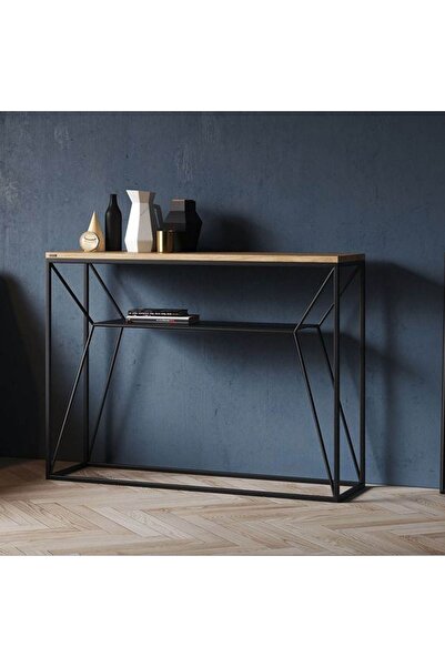 AGD Two-tier wooden console table with a stable and durable metal frame, a unique design that reflects luxury for the living room, entryway, and office