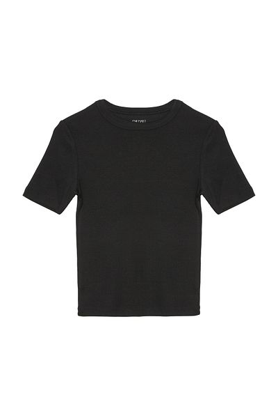 Quzu Black Corded Basic T-Shirt