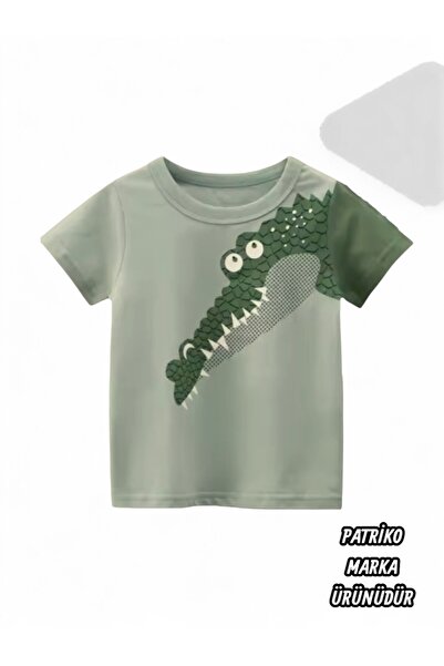 patriko tekstil 3 BOYUTLU TİMSAH TASARIM ERKEK ÇOCUK KISA KOLLU ANAOKULU KREŞ...