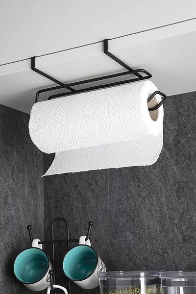 UG Home Черен шкаф, държач за хартия, закачалка за кърпи, държач за салфетки, държач за хартиени кърпи