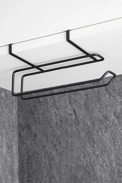 UG Home Черен шкаф, държач за хартия, закачалка за кърпи, държач за салфетки, държач за хартиени кърпи