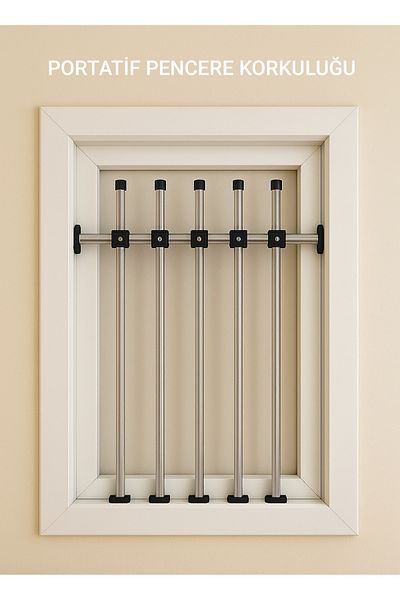 PenGüven Portable Window Guardrail- Window Security Systems- 5 Bars- Vertical- Half Closure