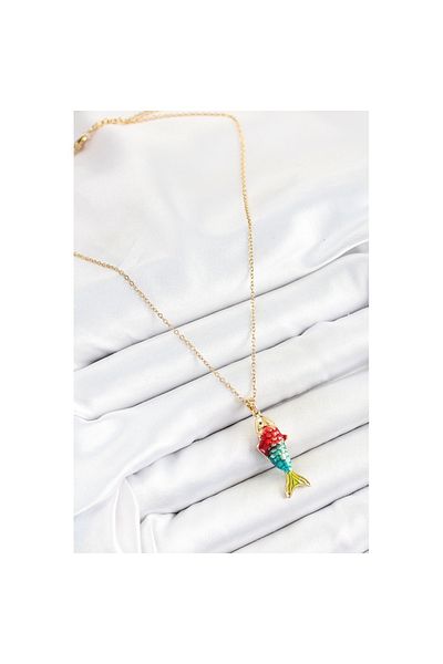 Skygo 316L Steel Chain Mixed Color Fish Model Gold Women's Necklace - Tj-Bko10326