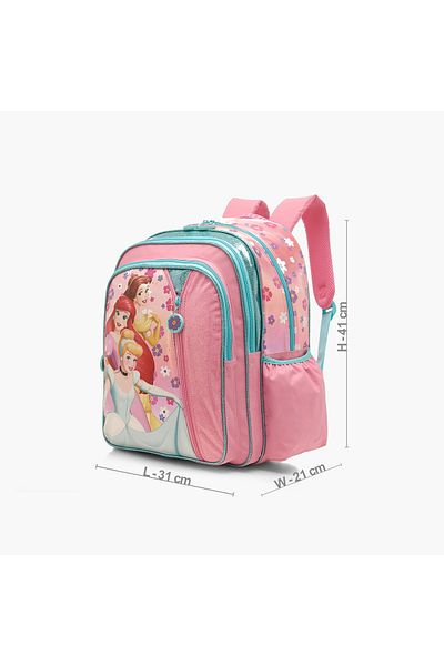 Disney Princess Print Backpack with Adjustable Straps and Zip Closure - 16 inches