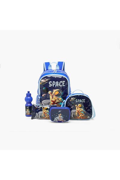 Juniors Space Print 5-Piece Backpack Set - 16 inches