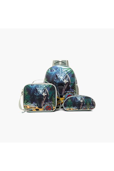 Juniors Dinosaur Print Backpack with Lunch Bag and Pencil Pouch - 12 inches