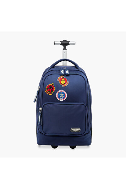 Paramount حقيبة ترولي بتفاصيل رقعة بمقبض قابل للسحب وسحاب للإغلاق - 20 بوصة