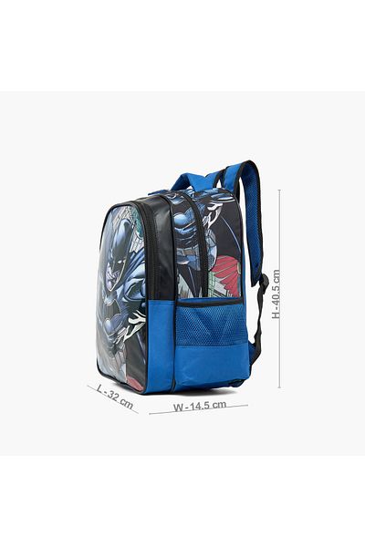 Warner Bros Batman Print Backpack with Adjustable Straps and Zip Closure - 16 inches