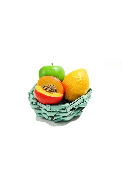 Halımax Handmade Decorative Mis Scented Natural Fruit Soap with Basket 3 Pieces
