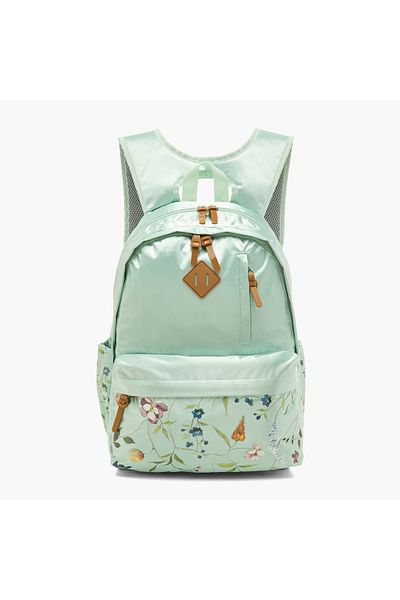 Juniors Floral Print Backpack with Adjustable Straps and Zip Closure - 16 inches