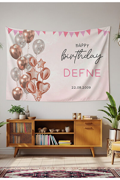 GREENDECOR Kişiye Özel Doğum Günü Duvar Örtüsü İyi ki Doğdu Happy Birthday İs...