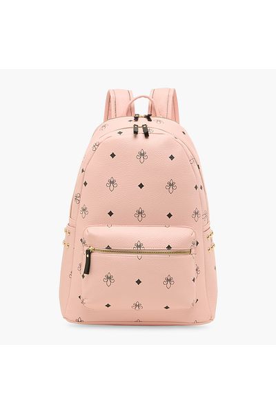 Juniors Printed Backpack with Zip Closure and Adjustable Straps - 17 inches