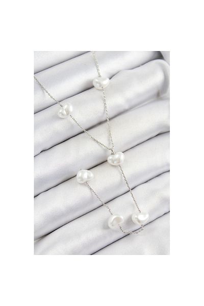 Skygo 316L Steel Pearl Heart Figured Y Model Silver Color Women's Necklace - Tj-Bko10336