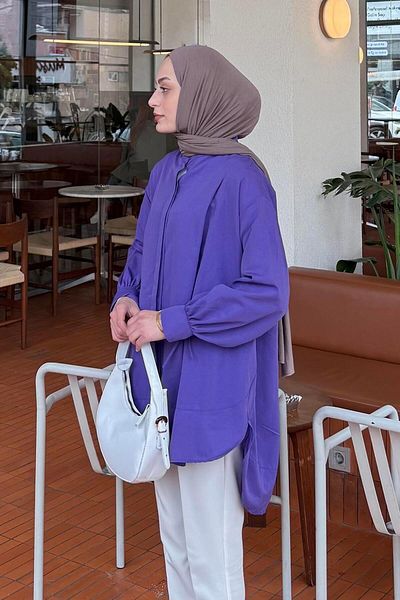 lamelif Cuff Tunic Purple