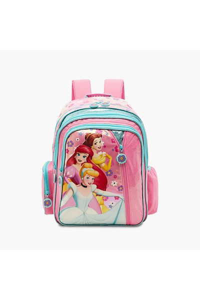 Disney Princess Print Backpack with Adjustable Straps and Zip Closure - 16 inches