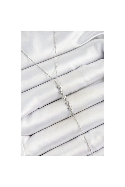Skygo Brass Zircon Stone Row Star Figure Y Model Silver Color Women's Necklace - Tj-Bko10321