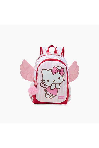 SANRIO Hello Kitty Print Backpack with Applique Detail and Adjustable Straps -16 inches