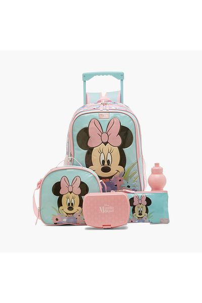 Disney Minnie Mouse Print 5-Piece Trolley Backpack Set - 16 inches