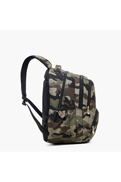Juniors All-Over Camouflage Print Backpack with Adjustable Straps and Zip Closure - 16 inches