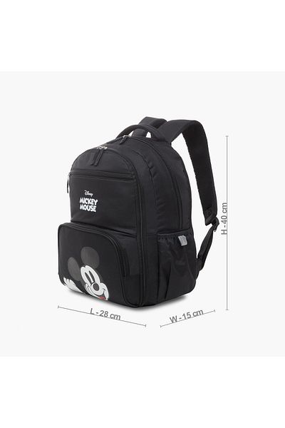 Disney Mickey Mouse Print Backpack with Adjustable Straps and Zip Closure - 16 inches
