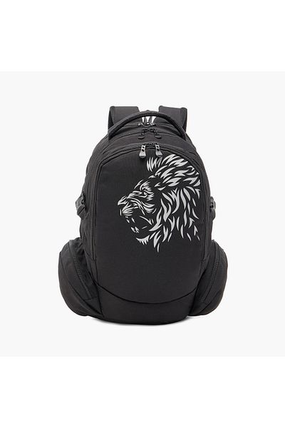 Juniors Lion Print Backpack with Adjustable Straps and Zip Closure - 16 inches