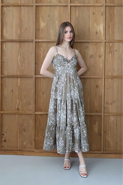 Neşeli Butik Women's Floral Dress with Chest Detail Nbnp003