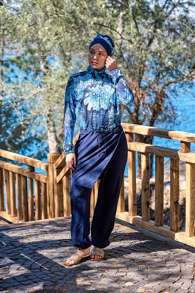 NS TASARIM MAYO Ocean Model Allerli Design Hijab Jumpsuit Swimsuit
