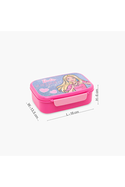 mattel Barbie Print Lunch Box with Clip Lock Lid