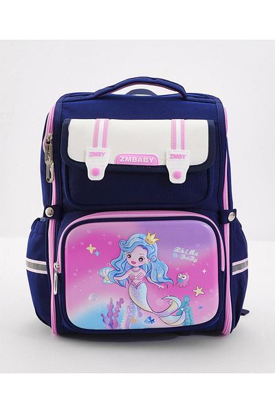 Bonfino Bonfino Mermaid School Bag, Padded Straps, Chest Strap, Blue and Pink - 16 Inches