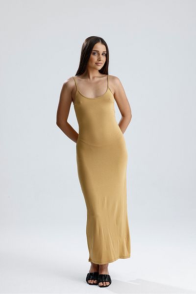 Sense Φόρεμα Lycra Viscose με λουράκι με σχισμή |   ELB35782 Σαφράν