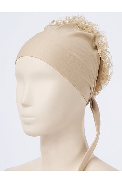 Kayra Lace Bun Bonnet Beige
