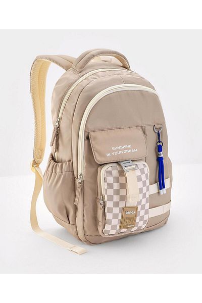 Bonfino Bonfino School Bag, Spacious Compartments, Comfortable Padded Straps, Khaki - 18 Inches