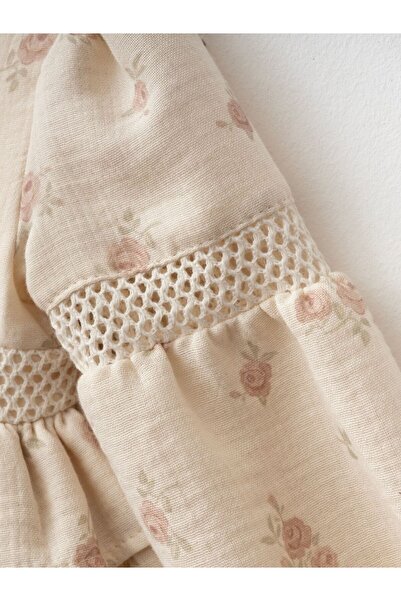 Cherrys Bebek Kız Çocuk Çiçek Desenli Uzun Kollu Müslin Elbise