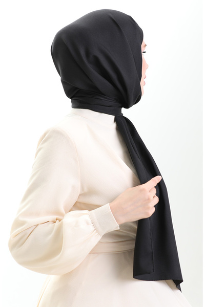 sefamerve Medine İpeği Kumlu Şal 81075-09 Siyah