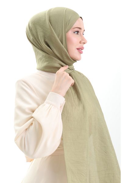 sefamerve Madame Mary French Voile Shawl 19099-08 Ανοιχτό Χακί Πράσινο