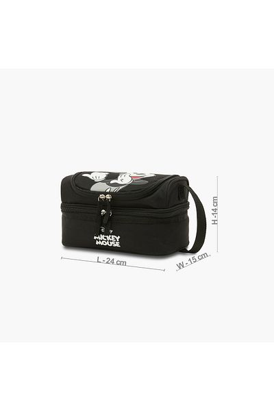 Disney Mickey Mouse Print Double Layer Insulated Lunch Bag with Zip Closure