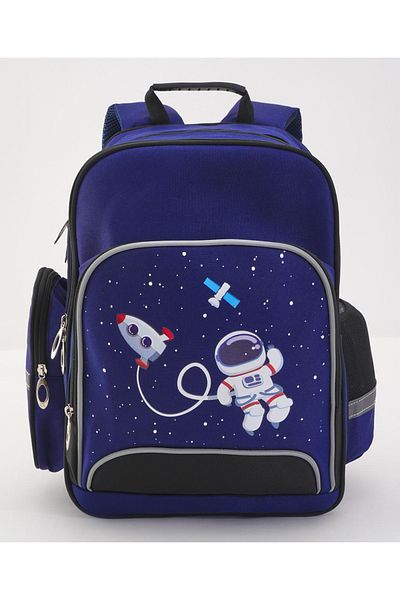 Bonfino Bonfino Astronaut Themed School Bag, Padded Straps, Mesh Back, Blue and Black - 17 Inches