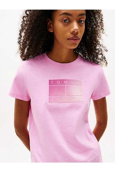 Tommy Hilfiger Tjw Reg Gradient Flag Ss Women's Pink T-Shirt Dw0Dw20905U06