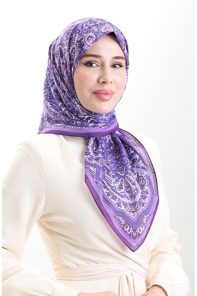 sefamerve Ethnic Pattern Μαλακό Φουλάρι 90201-08 Μωβ